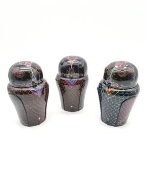 Vintage Hand-Painted Burmese Lacquerware Owl Trinket Boxes